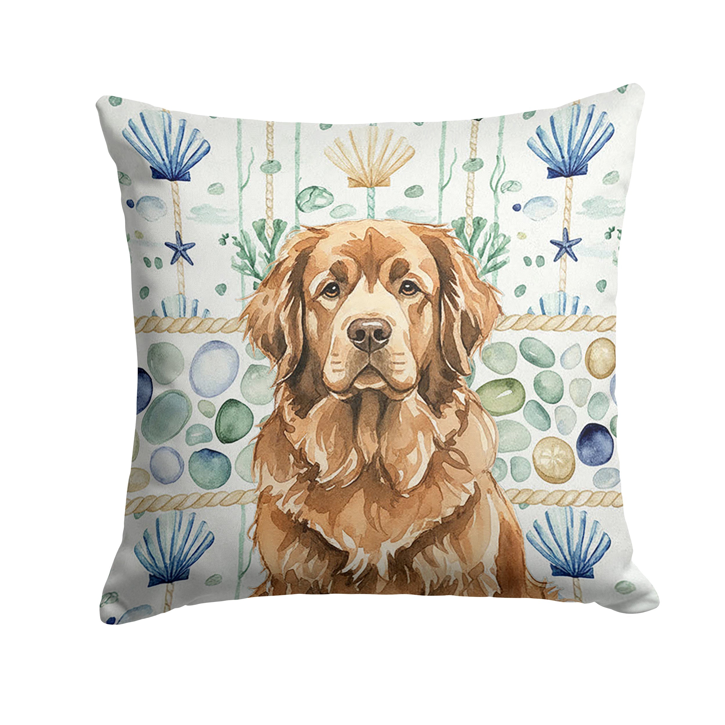 Brown Newfoundland Coastal Sea Glass Decorative Throw Pillow 18x18 Indoor Outdoor Accent Cushion, Fabric Cover with Insert for Sofa, Bed, Porch & Living Room
