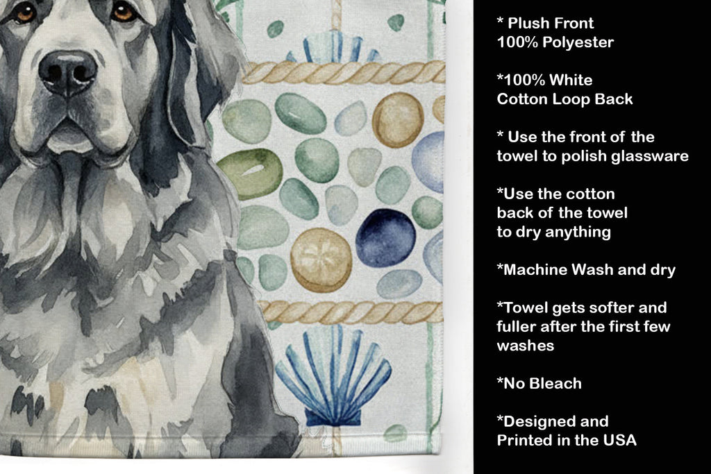 Gray Newfoundland Coastal Sea Glass Kitchen Towel Velour Plush Front and Cotton Loop Back Machine Washable