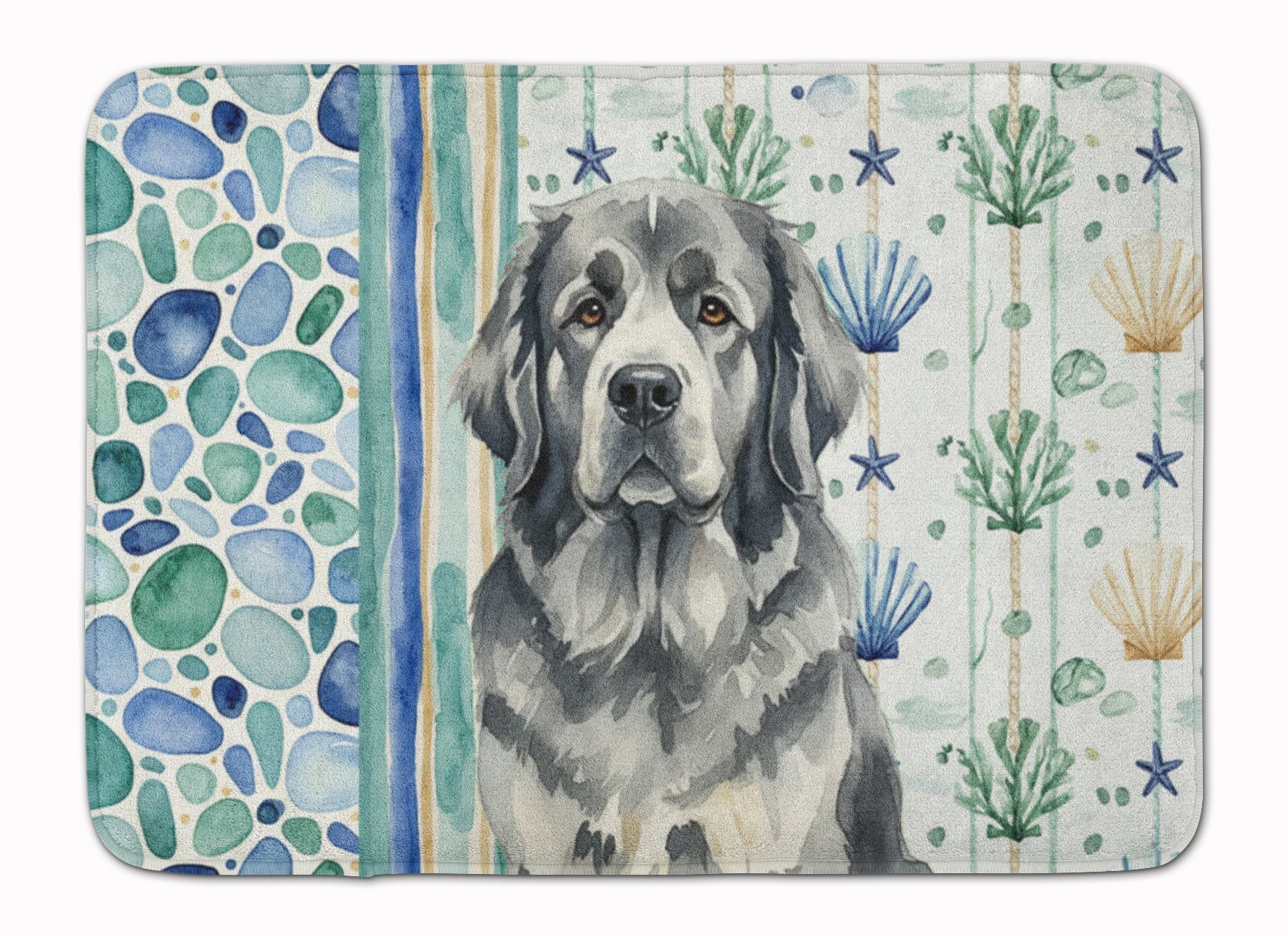 Gray Newfoundland Coastal Sea Glass Memory Foam Kitchen Mat Machine Washable Anti-Fatigue Cushion Comfort Bath or Kitchen Rug