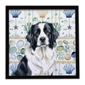 Landseer Newfoundland Coastal Sea Glass Framed Metal Print Bathroom, Kitchen, Office, Home Decor Wall Art Ready to Hang, Square, 8X8