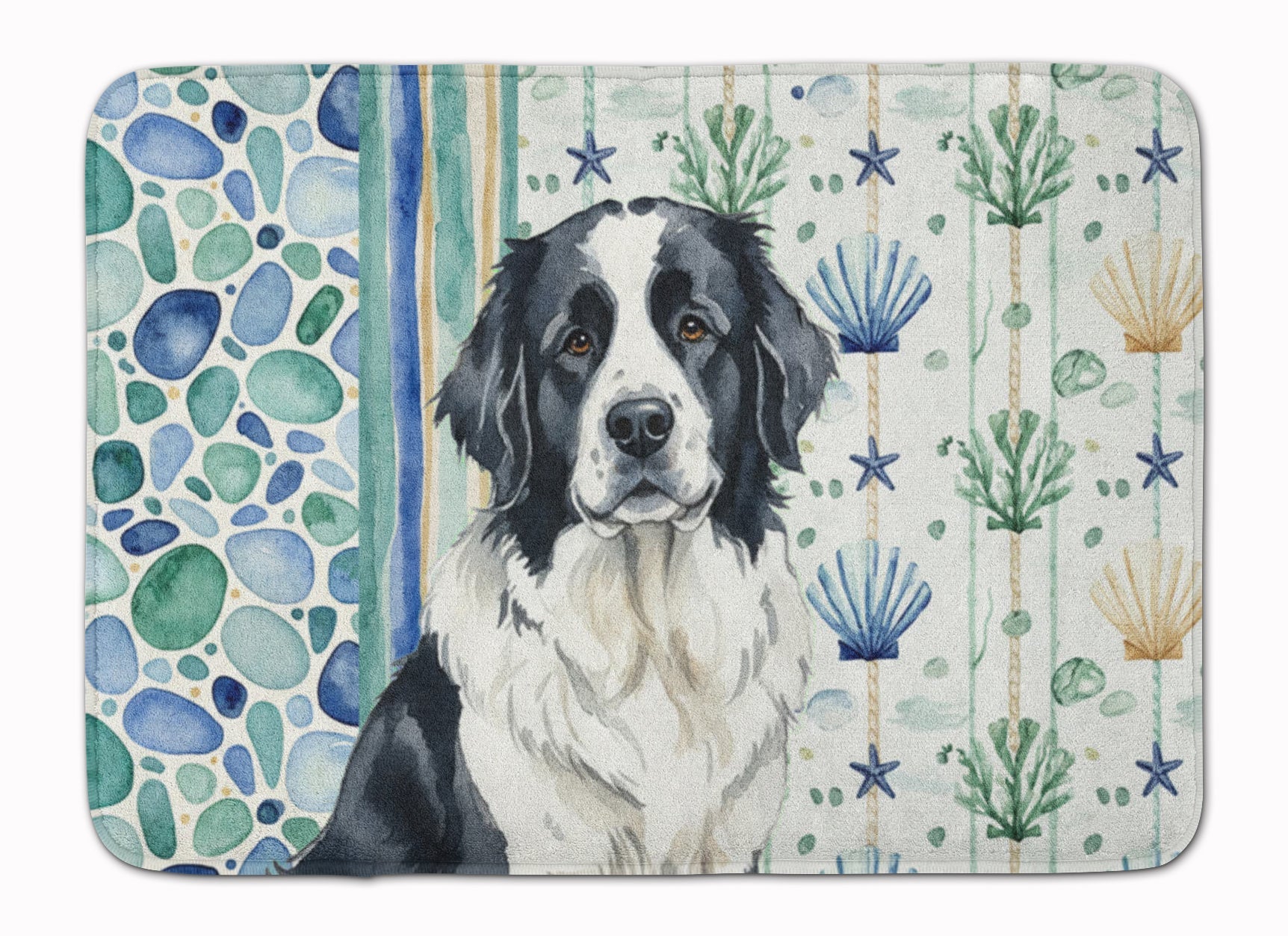 Landseer Newfoundland Coastal Sea Glass Memory Foam Kitchen Mat Machine Washable Anti-Fatigue Cushion Comfort Bath or Kitchen Rug