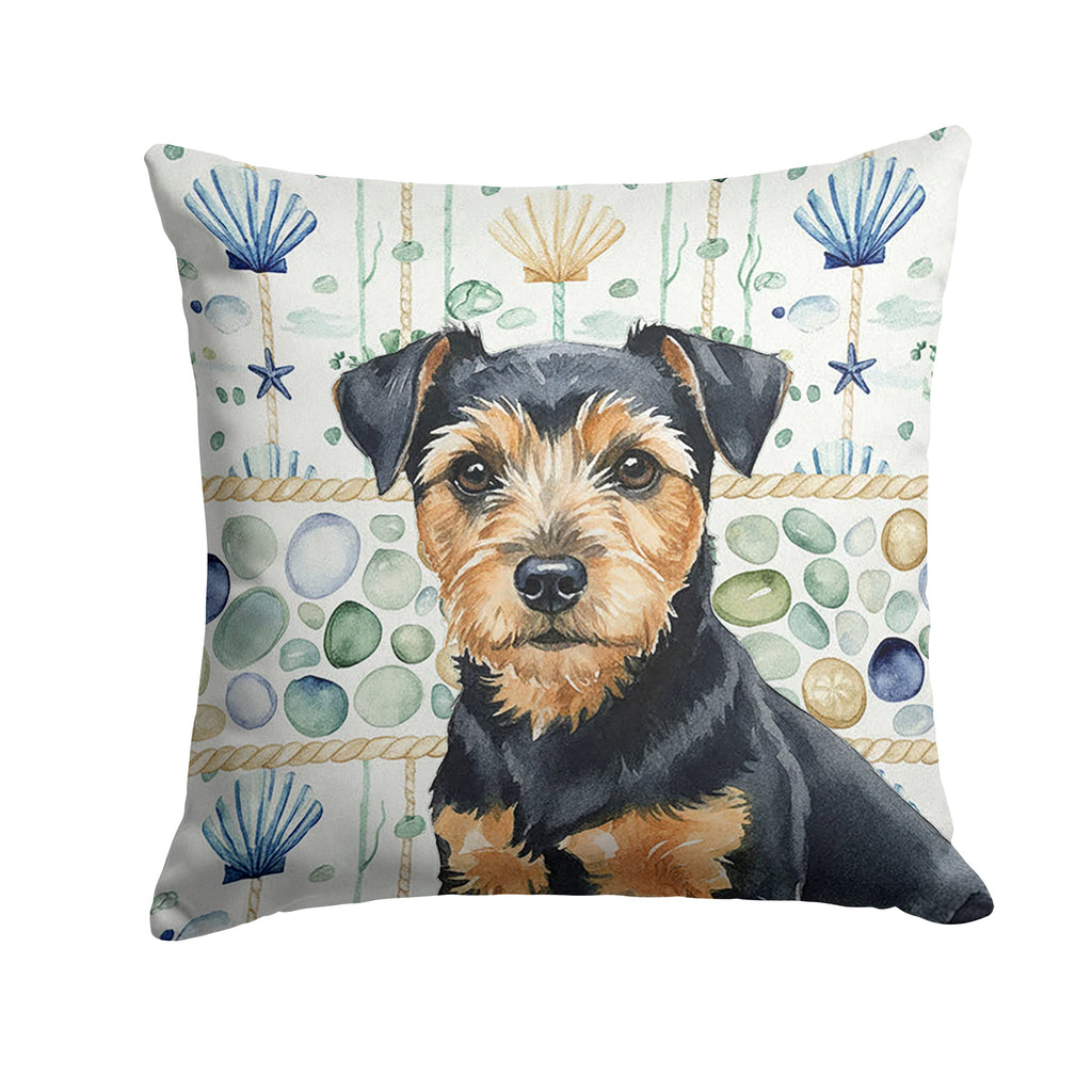 Black and Tan Norfolk Terrier Coastal Sea Glass Decorative Throw Pillow 18x18 Indoor Outdoor Accent Cushion, Fabric Cover with Insert for Sofa, Bed, Porch & Living Room