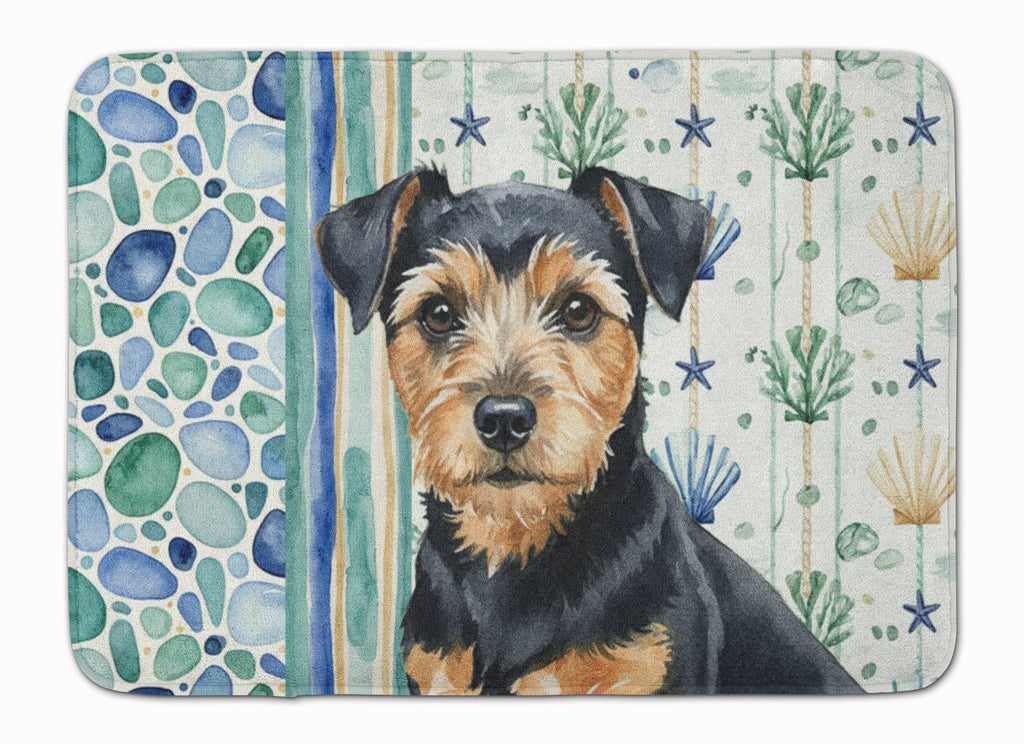 Black and Tan Norfolk Terrier Coastal Sea Glass Memory Foam Kitchen Mat Machine Washable Anti-Fatigue Cushion Comfort Bath or Kitchen Rug