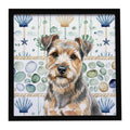 Grizzle and Tan Norfolk Terrier Coastal Sea Glass Framed Metal Print Bathroom, Kitchen, Office, Home Decor Wall Art Ready to Hang, Square, 8X8
