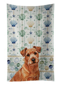 Red Norfolk Terrier Coastal Sea Glass Kitchen Towel Velour Plush Front and Cotton Loop Back Machine Washable