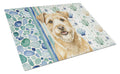 Wheaten Norfolk Terrier Coastal Sea Glass Cutting Board Tempered Glass Kitchen Cutting Surface, Heat Resistant Chopping, Non-Slip Feet, Food Prep & Serving