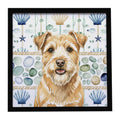 Wheaten Norfolk Terrier Coastal Sea Glass Framed Metal Print Bathroom, Kitchen, Office, Home Decor Wall Art Ready to Hang, Square, 8X8