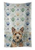 Norwich Terrier Coastal Sea Glass Kitchen Towel Velour Plush Front and Cotton Loop Back Machine Washable