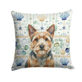 Norwich Terrier Coastal Sea Glass Decorative Throw Pillow 14x14 Indoor Outdoor Accent Cushion, Fabric Cover with Insert for Sofa, Bed, Porch & Living Room