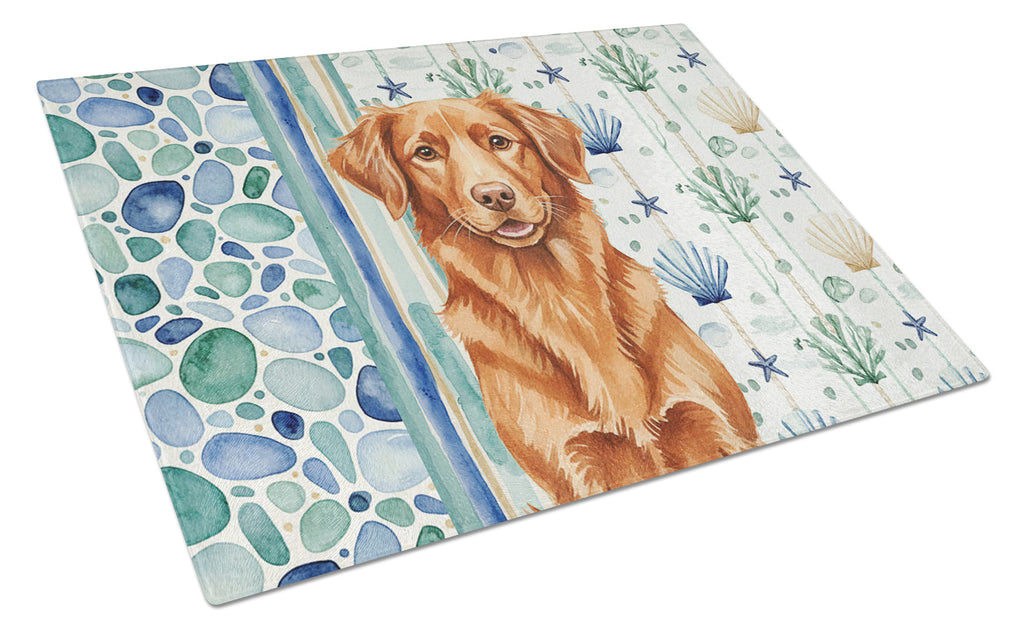 Copper Nova Scotia Duck Tolling Retriever Coastal Sea Glass Cutting Board Tempered Glass Kitchen Cutting Surface, Heat Resistant Chopping, Non-Slip Feet, Food Prep & Serving