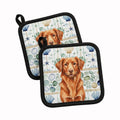 Copper Nova Scotia Duck Tolling Retriever Coastal Sea Glass Pot Holder Set of 2 Heat Resistant Quilted Hot Pads 7.5 x 7.5 Inch, Insulated Kitchen Trivets for Cooking & Baking