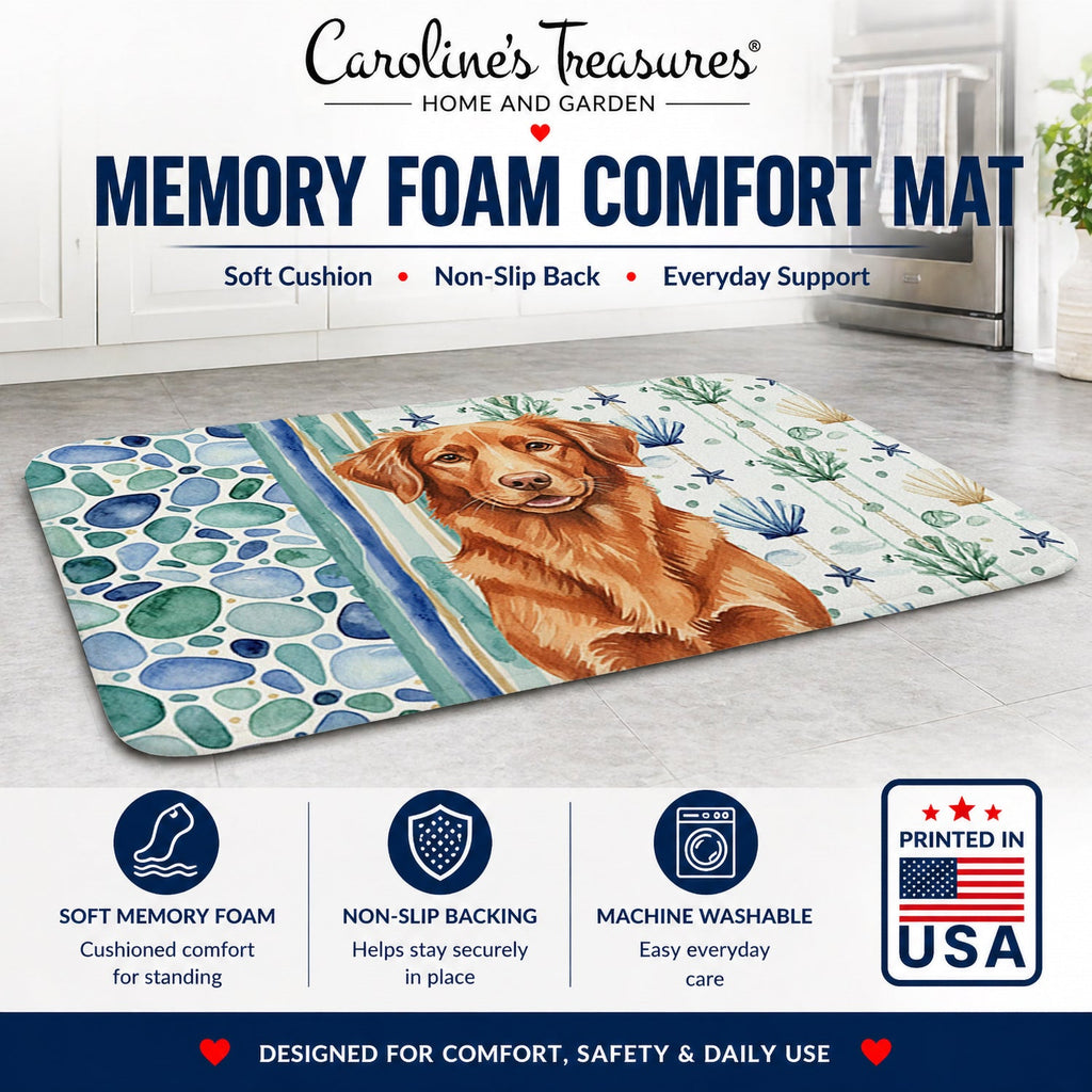 Copper Nova Scotia Duck Tolling Retriever Coastal Sea Glass Memory Foam Kitchen Mat Machine Washable Anti-Fatigue Cushion Comfort Bath or Kitchen Rug