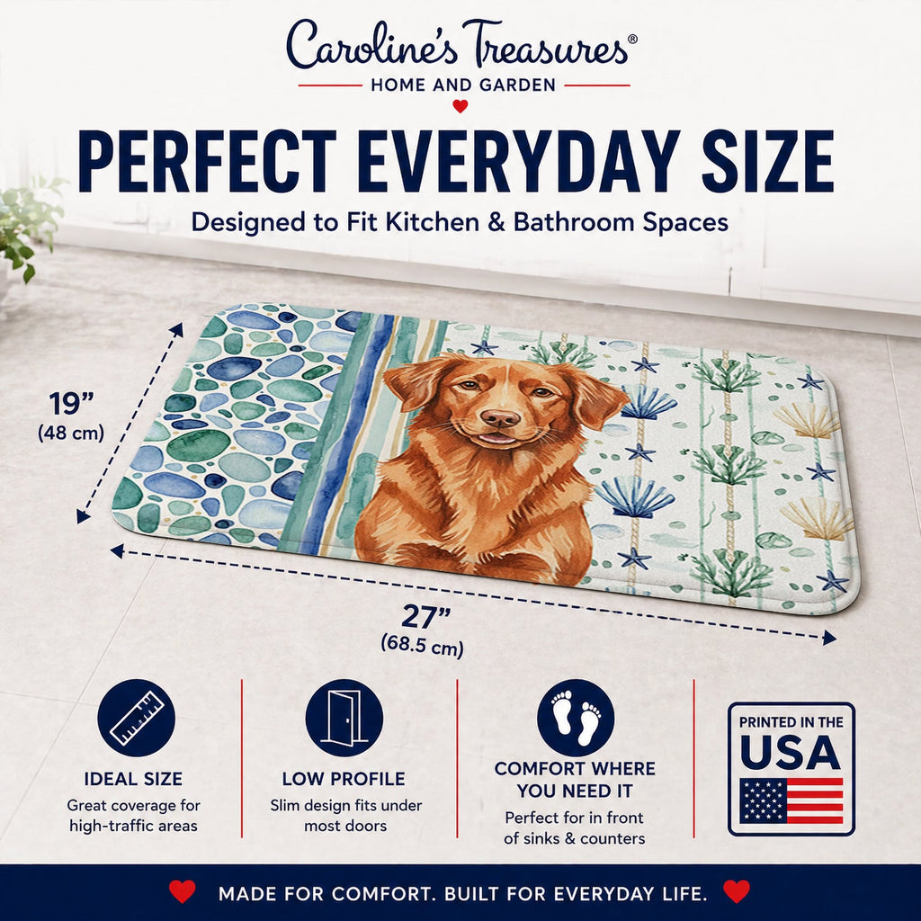 Copper Nova Scotia Duck Tolling Retriever Coastal Sea Glass Memory Foam Kitchen Mat Machine Washable Anti-Fatigue Cushion Comfort Bath or Kitchen Rug