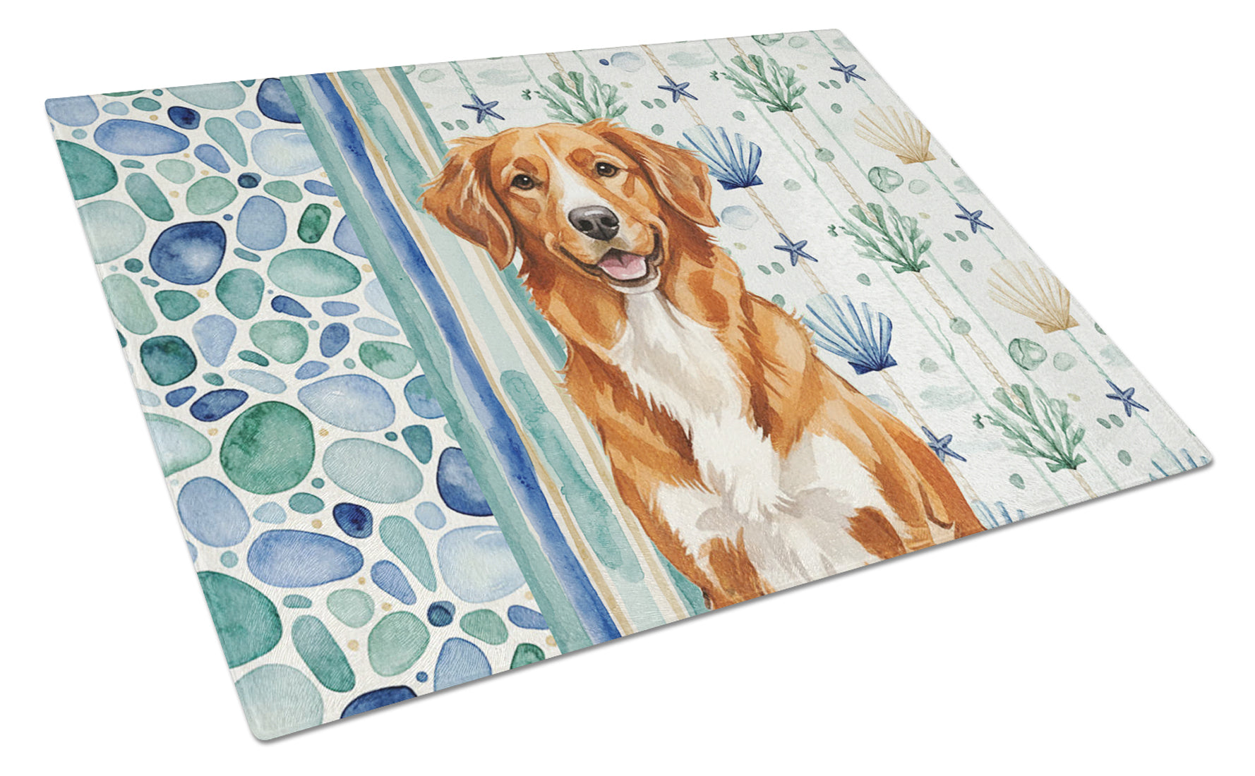 Orange Nova Scotia Duck Tolling Retriever Coastal Sea Glass Cutting Board Tempered Glass Kitchen Cutting Surface, Heat Resistant Chopping, Non-Slip Feet, Food Prep & Serving