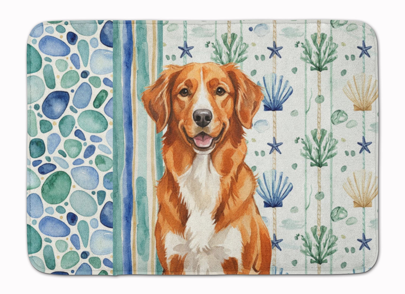 Orange Nova Scotia Duck Tolling Retriever Coastal Sea Glass Memory Foam Kitchen Mat Machine Washable Anti-Fatigue Cushion Comfort Bath or Kitchen Rug