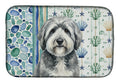 Gray and White Old English Sheepdog Coastal Sea Glass Dish Drying Mat Absorbent Dish Drying Mat Pad for Kitchen Counter Dish Drainer Mat for Countertop, 14 x 21", Multicolor
