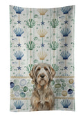Grizzle and Tan Otterhound Coastal Sea Glass Kitchen Towel Velour Plush Front and Cotton Loop Back Machine Washable