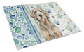 Grizzle and Tan Otterhound Coastal Sea Glass Cutting Board Tempered Glass Kitchen Cutting Surface, Heat Resistant Chopping, Non-Slip Feet, Food Prep & Serving