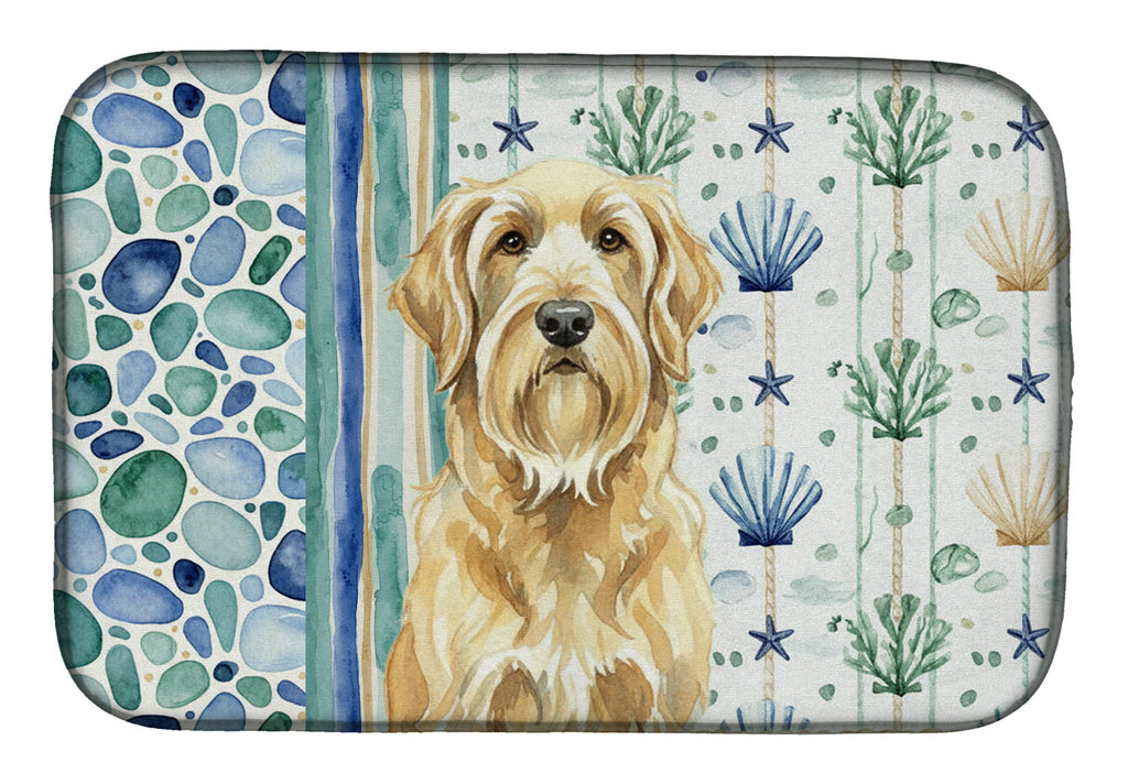 Wheaten and Tan Otterhound Coastal Sea Glass Dish Drying Mat Absorbent Dish Drying Mat Pad for Kitchen Counter Dish Drainer Mat for Countertop, 14 x 21", Multicolor