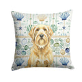 Wheaten and Tan Otterhound Coastal Sea Glass Decorative Throw Pillow 14x14 Indoor Outdoor Accent Cushion, Fabric Cover with Insert for Sofa, Bed, Porch & Living Room