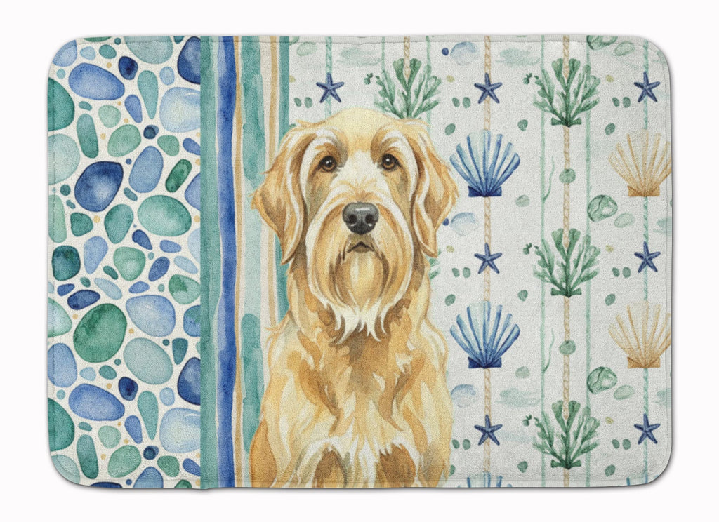 Wheaten and Tan Otterhound Coastal Sea Glass Memory Foam Kitchen Mat Machine Washable Anti-Fatigue Cushion Comfort Bath or Kitchen Rug