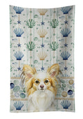 Lemon and White Papillon Coastal Sea Glass Kitchen Towel Velour Plush Front and Cotton Loop Back Machine Washable