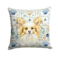 Lemon and White Papillon Coastal Sea Glass Decorative Throw Pillow 14x14 Indoor Outdoor Accent Cushion, Fabric Cover with Insert for Sofa, Bed, Porch & Living Room