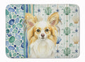 Lemon and White Papillon Coastal Sea Glass Memory Foam Kitchen Mat Machine Washable Anti-Fatigue Cushion Comfort Bath or Kitchen Rug
