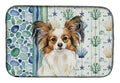 White with Sable Papillon Coastal Sea Glass Dish Drying Mat Absorbent Dish Drying Mat Pad for Kitchen Counter Dish Drainer Mat for Countertop, 14 x 21", Multicolor