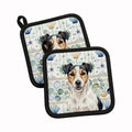 Parson Russell Terrier Coastal Sea Glass Pot Holder Set of 2 Heat Resistant Quilted Hot Pads 7.5 x 7.5 Inch, Insulated Kitchen Trivets for Cooking & Baking