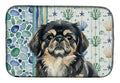 Black and Tan Pekingese Coastal Sea Glass Dish Drying Mat Absorbent Dish Drying Mat Pad for Kitchen Counter Dish Drainer Mat for Countertop, 14 x 21", Multicolor