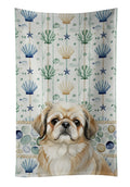 Fawn Pekingese Coastal Sea Glass Kitchen Towel Velour Plush Front and Cotton Loop Back Machine Washable