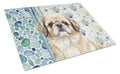 Fawn Pekingese Coastal Sea Glass Cutting Board Tempered Glass Kitchen Cutting Surface, Heat Resistant Chopping, Non-Slip Feet, Food Prep & Serving