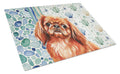 Red Pekingese Coastal Sea Glass Cutting Board Tempered Glass Kitchen Cutting Surface, Heat Resistant Chopping, Non-Slip Feet, Food Prep & Serving