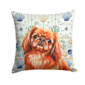 Red Pekingese Coastal Sea Glass Decorative Throw Pillow 18x18 Indoor Outdoor Accent Cushion, Fabric Cover with Insert for Sofa, Bed, Porch & Living Room