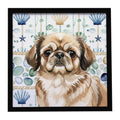Sable Pekingese Coastal Sea Glass Framed Metal Print Bathroom, Kitchen, Office, Home Decor Wall Art Ready to Hang, Square, 8X8