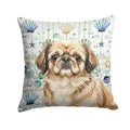Sable Pekingese Coastal Sea Glass Decorative Throw Pillow 14x14 Indoor Outdoor Accent Cushion, Fabric Cover with Insert for Sofa, Bed, Porch & Living Room