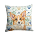 Corgi Coastal Sea Glass Decorative Throw Pillow 18x18 Indoor Outdoor Accent Cushion, Fabric Cover with Insert for Sofa, Bed, Porch & Living Room