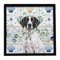Black and White Pointer Coastal Sea Glass Framed Metal Print Bathroom, Kitchen, Office, Home Decor Wall Art Ready to Hang, Square, 8X8