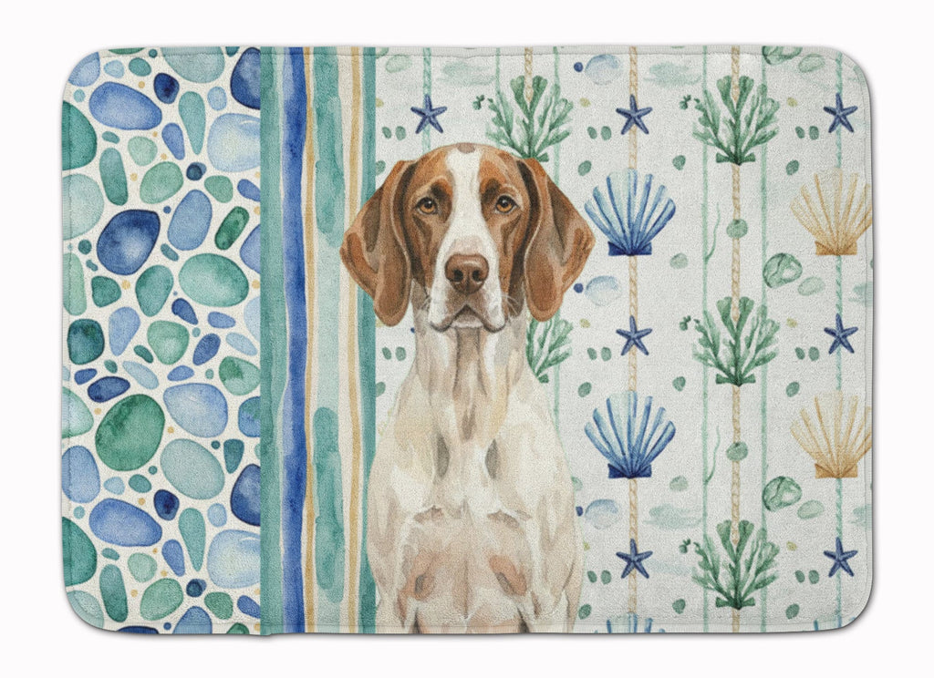 Liver and White Pointer Coastal Sea Glass Memory Foam Kitchen Mat Machine Washable Anti-Fatigue Cushion Comfort Bath or Kitchen Rug