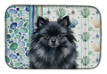 Black Pomeranian Coastal Sea Glass Dish Drying Mat Absorbent Dish Drying Mat Pad for Kitchen Counter Dish Drainer Mat for Countertop, 14 x 21", Multicolor