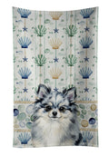 Blue Merle Pomeranian Coastal Sea Glass Kitchen Towel Velour Plush Front and Cotton Loop Back Machine Washable