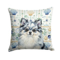 Blue Merle Pomeranian Coastal Sea Glass Decorative Throw Pillow 18x18 Indoor Outdoor Accent Cushion, Fabric Cover with Insert for Sofa, Bed, Porch & Living Room