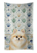 Cream Pomeranian Coastal Sea Glass Kitchen Towel Velour Plush Front and Cotton Loop Back Machine Washable