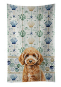 Miniature Apricot Poodle Coastal Sea Glass Kitchen Towel Velour Plush Front and Cotton Loop Back Machine Washable