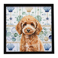 Miniature Apricot Poodle Coastal Sea Glass Framed Metal Print Bathroom, Kitchen, Office, Home Decor Wall Art Ready to Hang, Square, 8X8