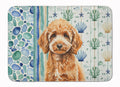 Miniature Apricot Poodle Coastal Sea Glass Memory Foam Kitchen Mat Machine Washable Anti-Fatigue Cushion Comfort Bath or Kitchen Rug