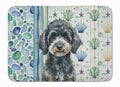 Miniature Black Poodle Coastal Sea Glass Memory Foam Kitchen Mat Machine Washable Anti-Fatigue Cushion Comfort Bath or Kitchen Rug