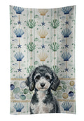 Miniature Parti Poodle Coastal Sea Glass Kitchen Towel Velour Plush Front and Cotton Loop Back Machine Washable
