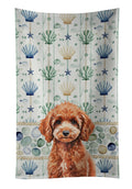 Miniature Red Poodle Coastal Sea Glass Kitchen Towel Velour Plush Front and Cotton Loop Back Machine Washable